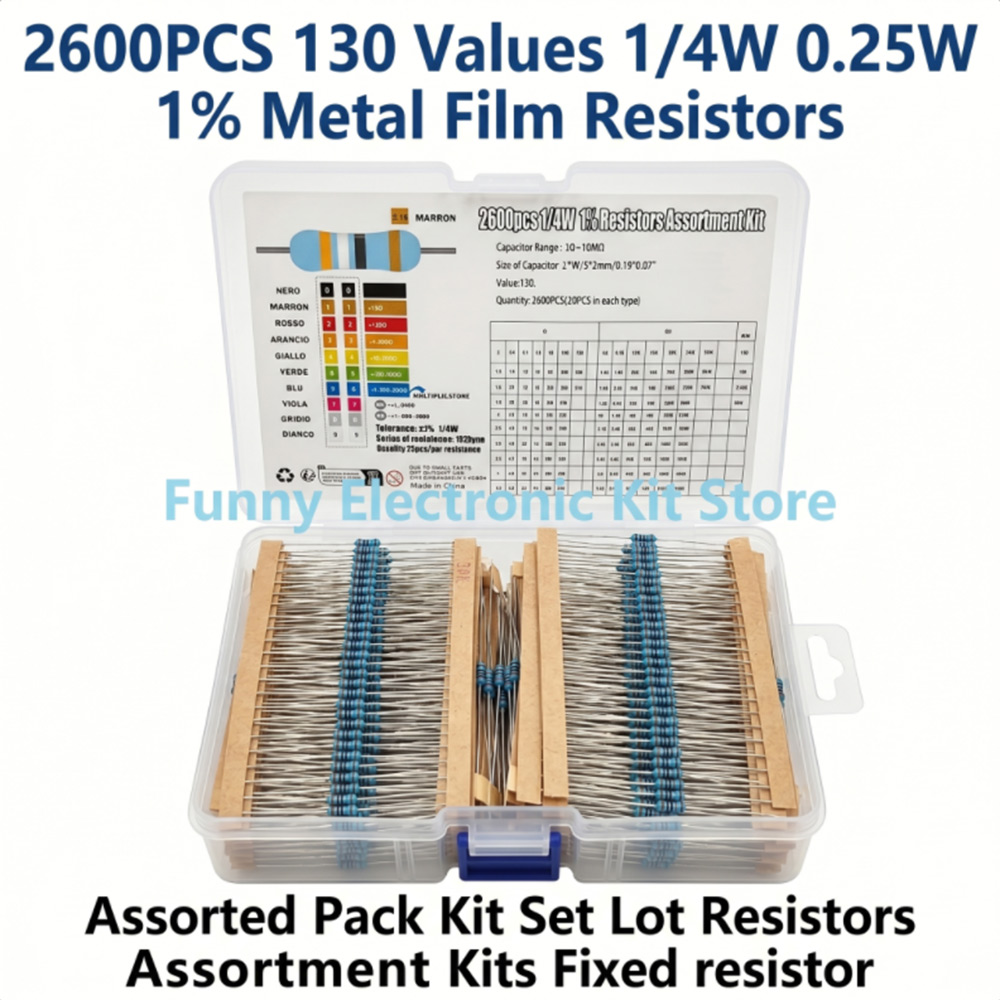 Diy Home Electronics Projects - 2600 Buah Resistor Film Logam Paket