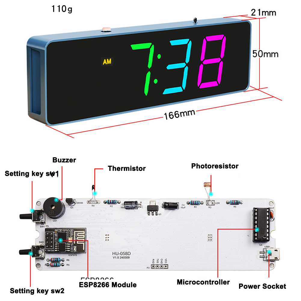 ESP8266 IoT jam WiFi warna-war - Diy Home Electronics Projects ulasan dan harga